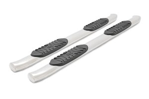 GMC Sierra 3500 HD Oval Nerf Steps - Rough Country - Crew Cab, DEF Tank - Stainless - '07-'19